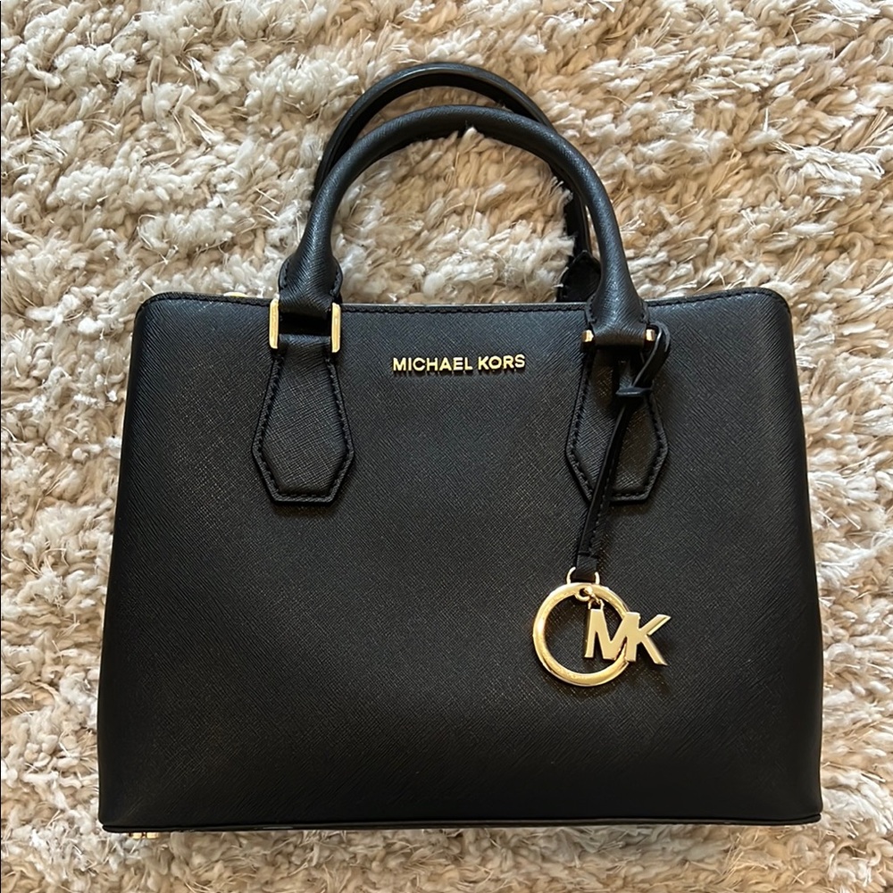 Michael Kors Black Satchel with Gold Accents